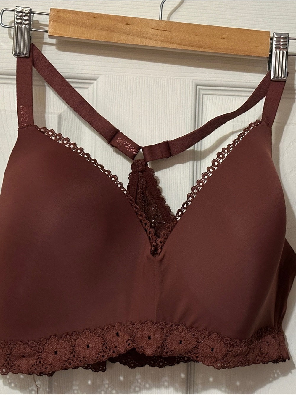 aerie Lace-Trim Bralette in Deep Burgundy